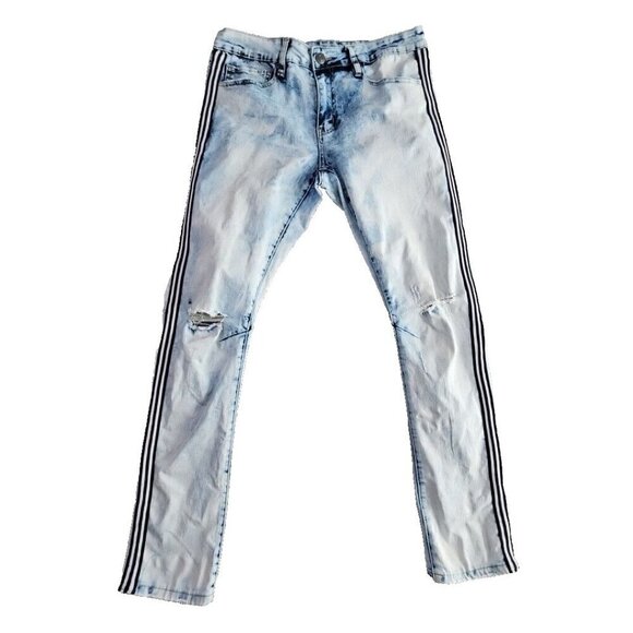 Rue21 Premium Jeans Men's 32x32 Skinny Supreme Flex Distressed Racing Stripe - Picture 1 of 16
